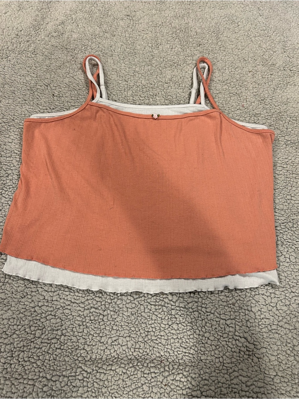 torrid Coral Double-Layer Ribbed Cami with White Trim